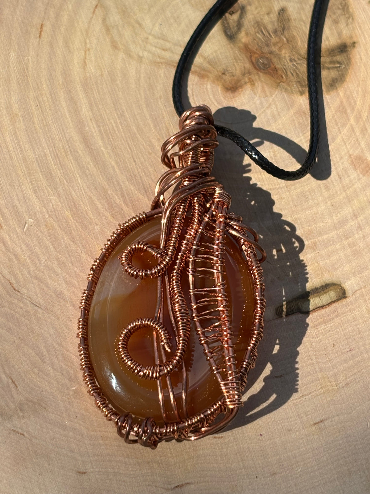 Carnelian wire wrap pendant
