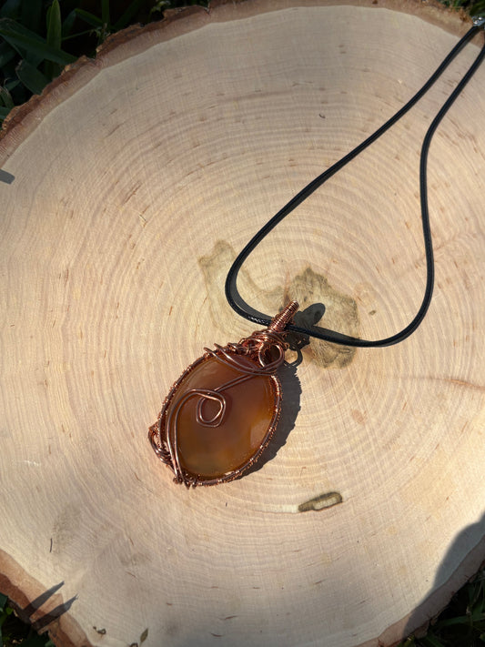 Carnelian wire wrap pendant