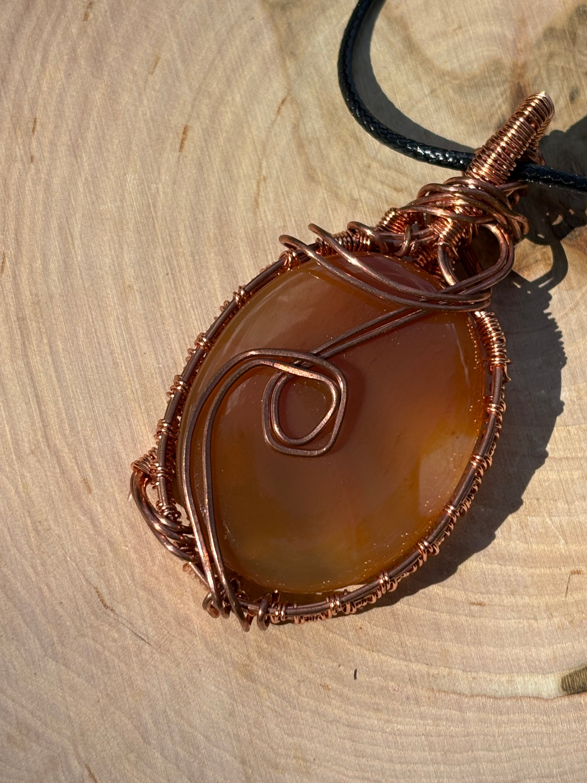 Carnelian wire wrap pendant