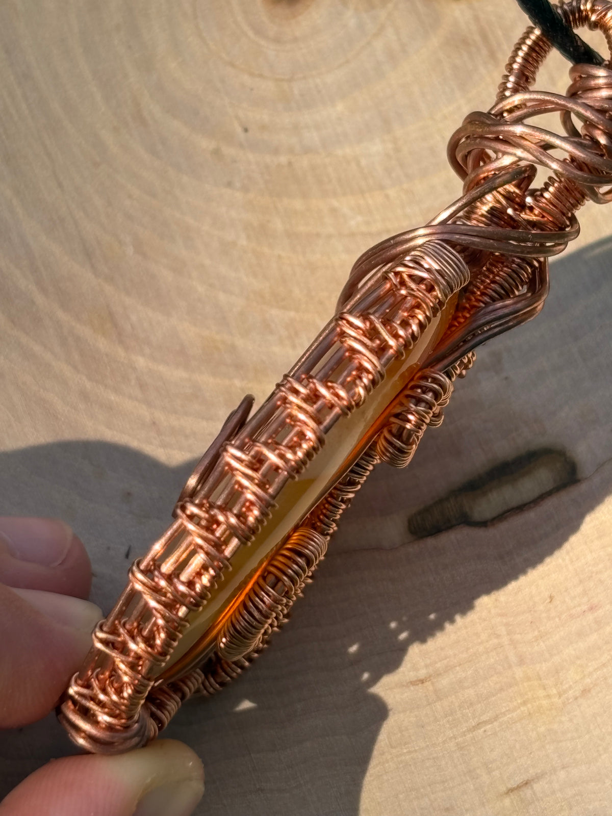 Carnelian wire wrap pendant